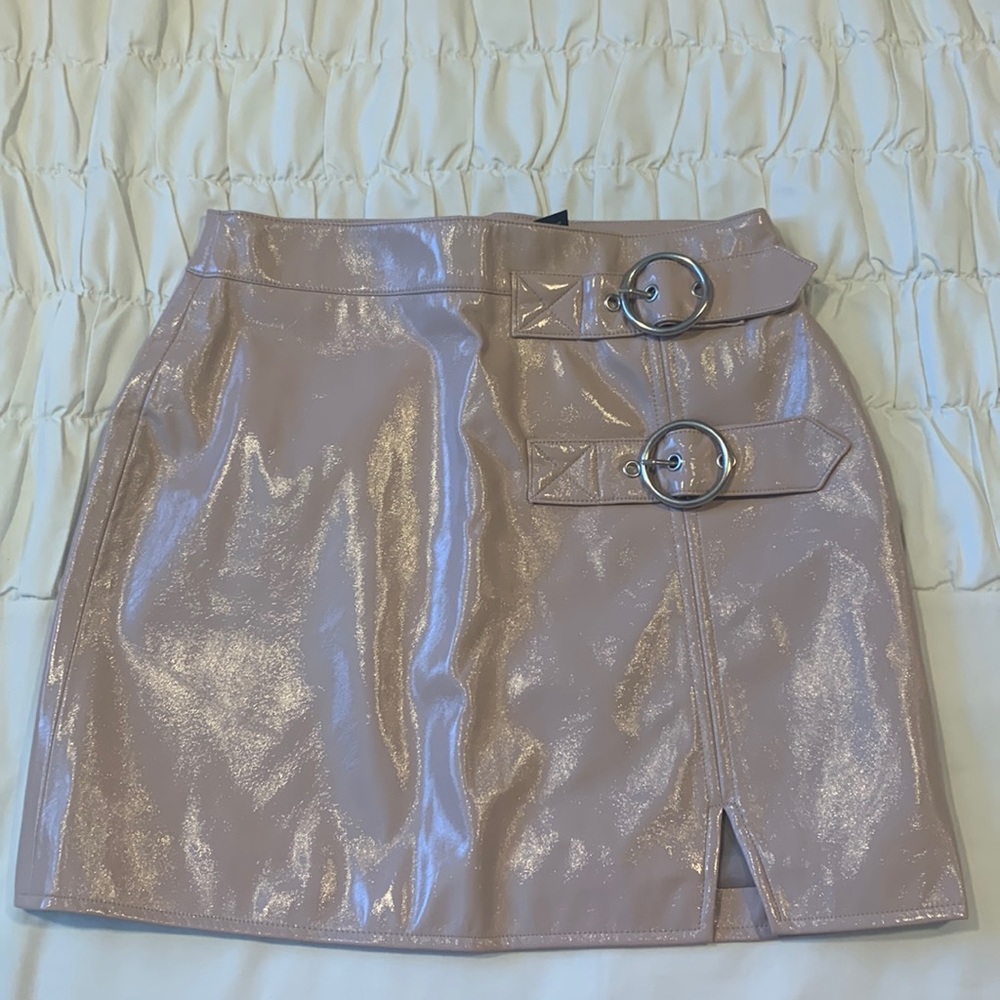 Forever 21 Light pink pleather high waisted mini skirt small NWT